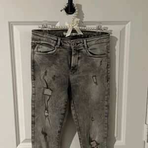 Zara Trafaluc Skinny Jeans Grey Distressed